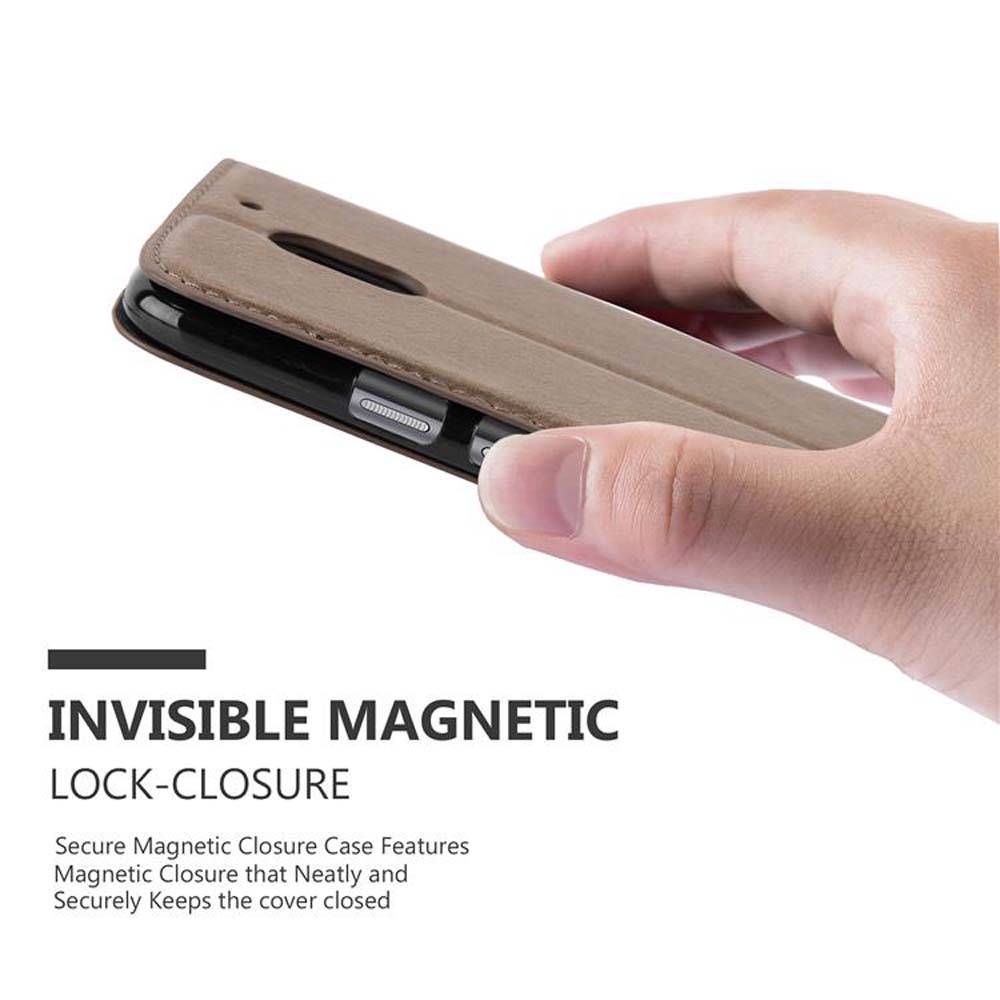Cadorabo Hülle für Motorola MOTO E3 Schutz Hülle in Braun Handyhülle Etui Case Cover Magnetverschluss