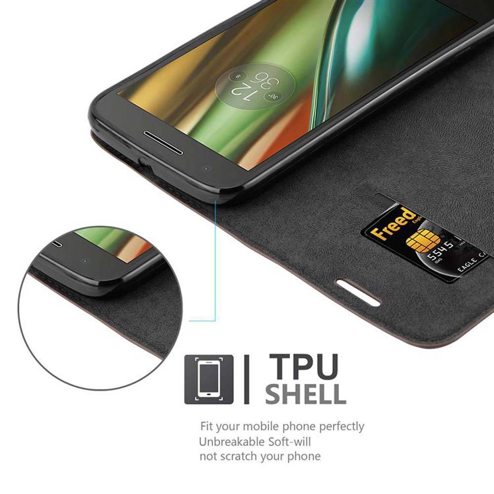 Cadorabo Hülle für Motorola MOTO E3 Schutz Hülle in Braun Handyhülle Etui Case Cover Magnetverschluss
