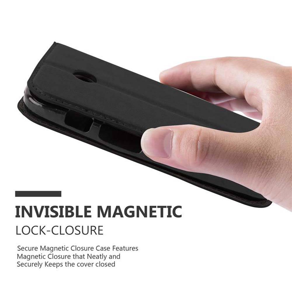 Cadorabo Hülle für Motorola MOTO E1 Schutz Hülle in Schwarz Handyhülle Etui Case Cover Magnetverschluss