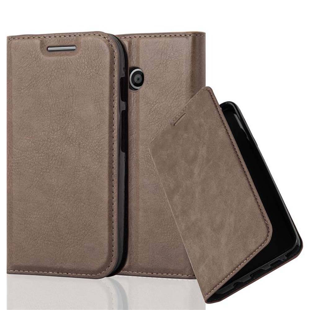 Cadorabo Hülle für Motorola MOTO E1 Schutz Hülle in Braun Handyhülle Etui Case Cover Magnetverschluss