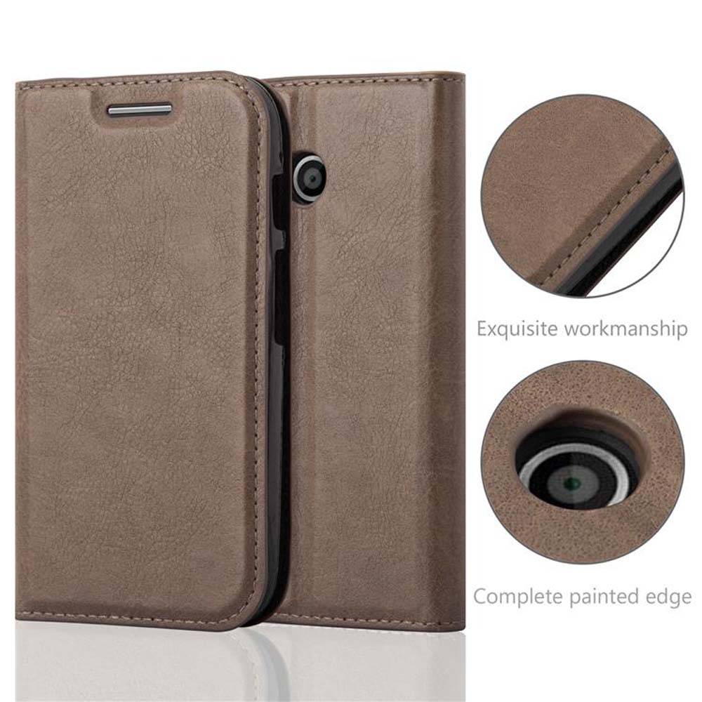 Cadorabo Hülle für Motorola MOTO E1 Schutz Hülle in Braun Handyhülle Etui Case Cover Magnetverschluss