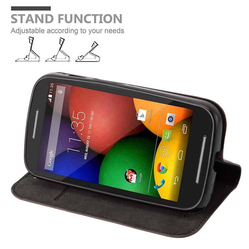 Cadorabo Hülle für Motorola MOTO E1 Schutz Hülle in Braun Handyhülle Etui Case Cover Magnetverschluss