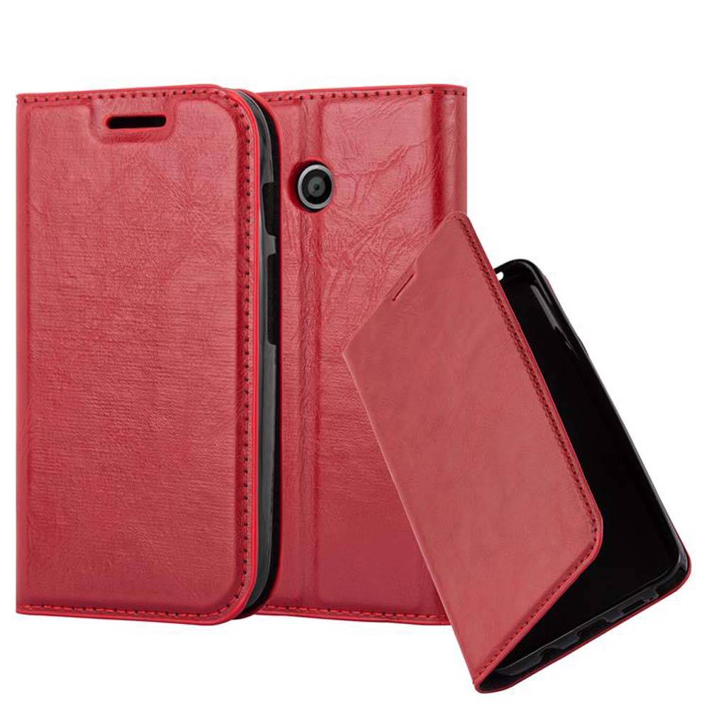 Cadorabo Hülle für Motorola MOTO E1 Schutz Hülle in Rot Handyhülle Etui Case Cover Magnetverschluss