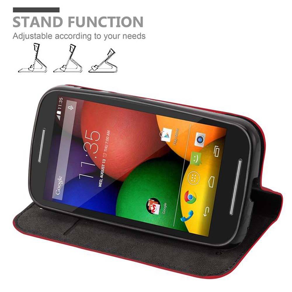 Cadorabo Hülle für Motorola MOTO E1 Schutz Hülle in Rot Handyhülle Etui Case Cover Magnetverschluss
