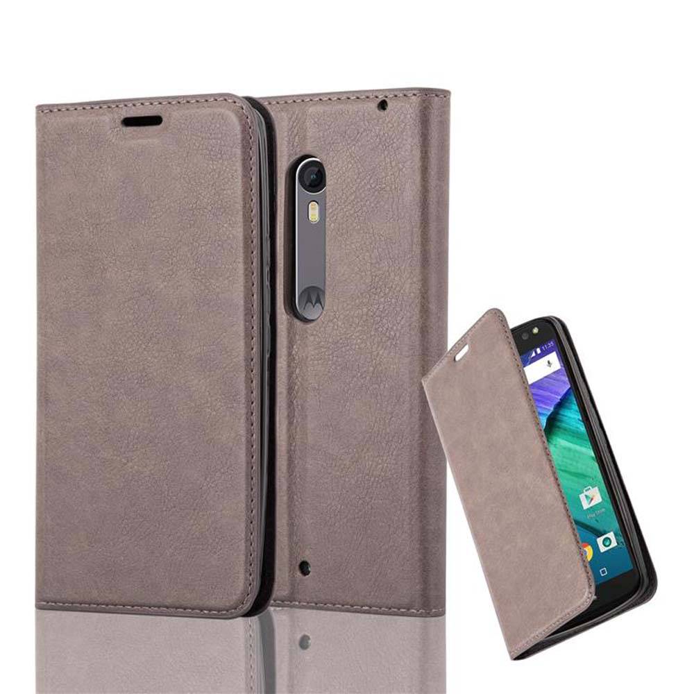 Cadorabo Hülle für Motorola MOTO X STYLE Schutz Hülle in Braun Handyhülle Etui Case Cover Magnetverschluss