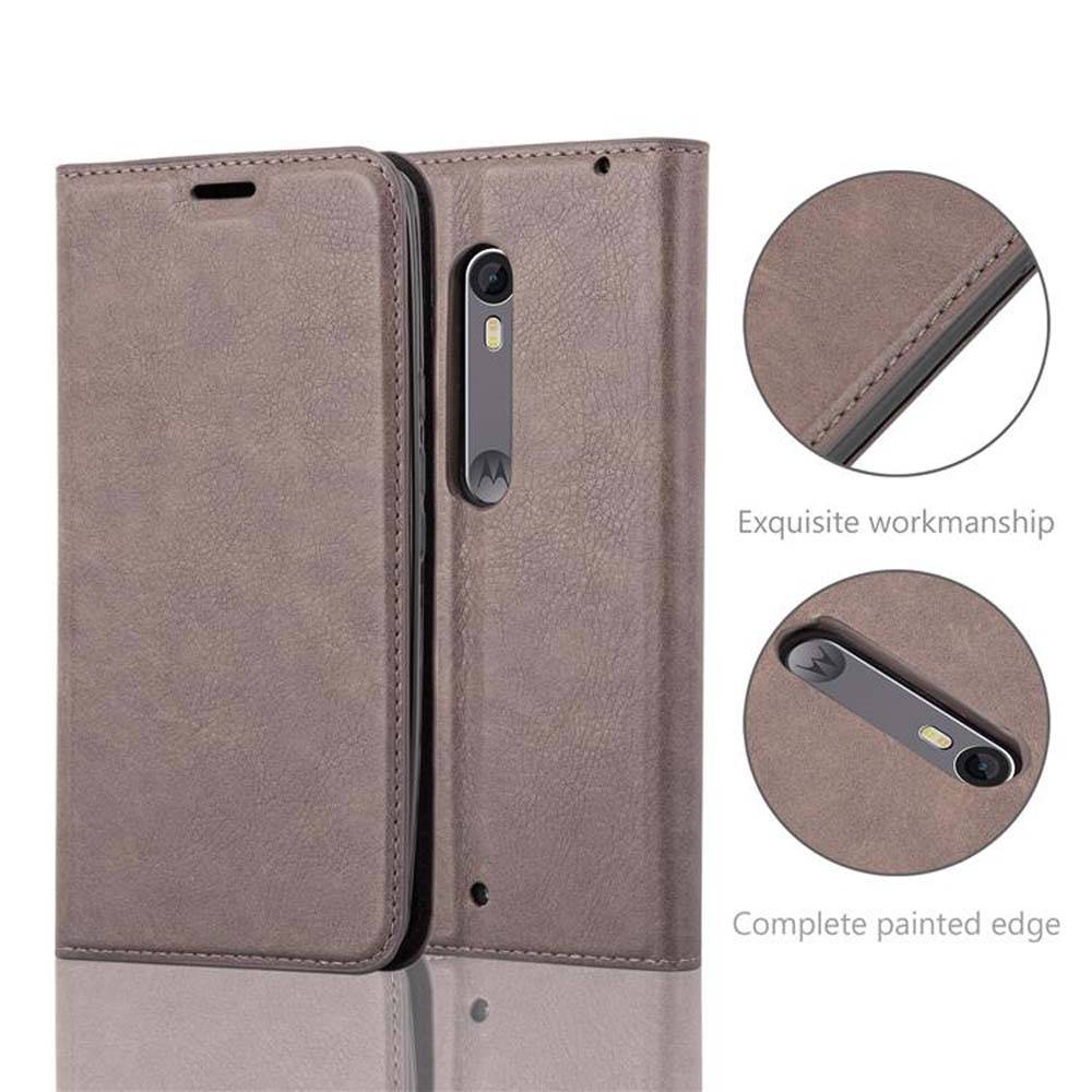 Cadorabo Hülle für Motorola MOTO X STYLE Schutz Hülle in Braun Handyhülle Etui Case Cover Magnetverschluss