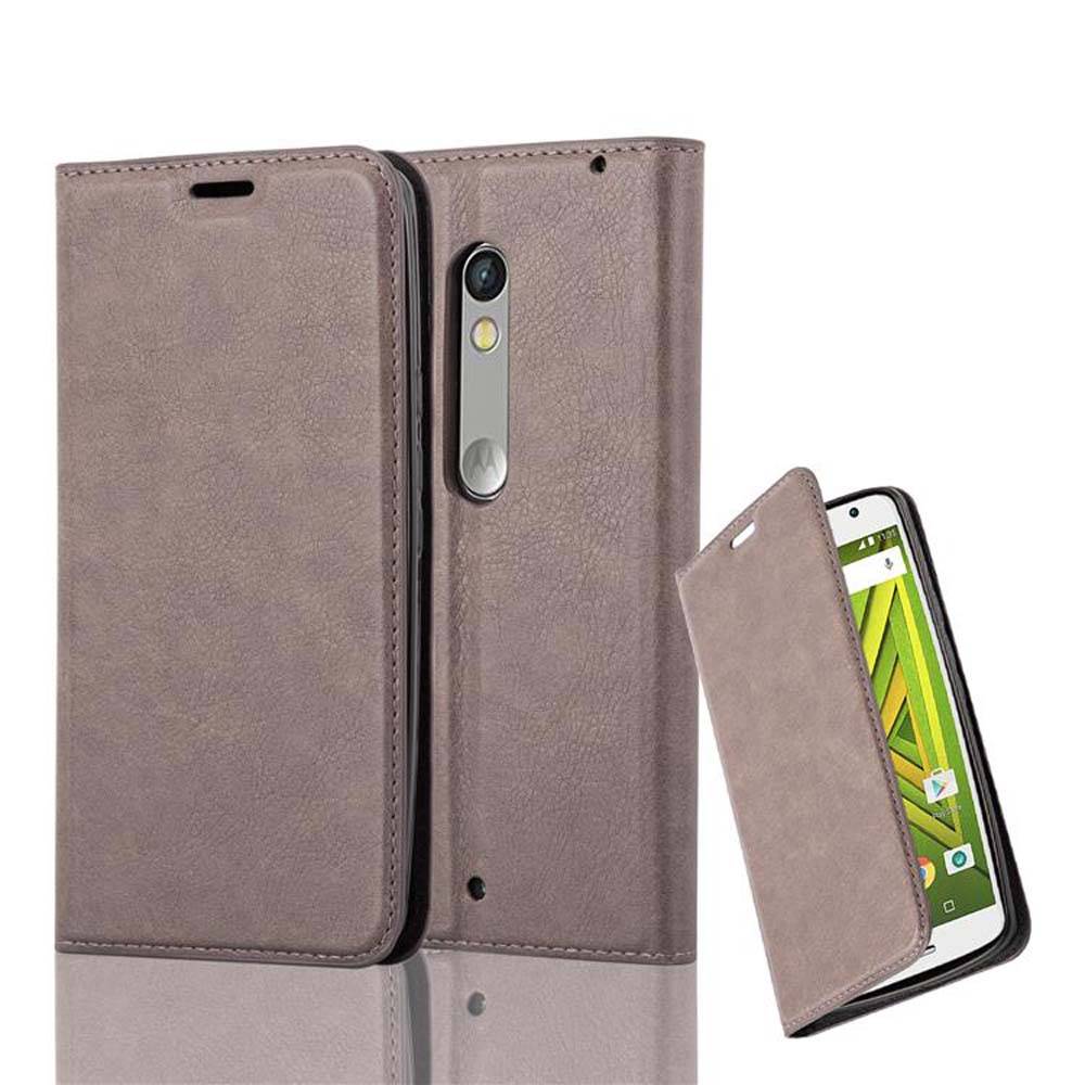 Cadorabo Hülle für Motorola MOTO X PLAY Schutz Hülle in Braun Handyhülle Etui Case Cover Magnetverschluss