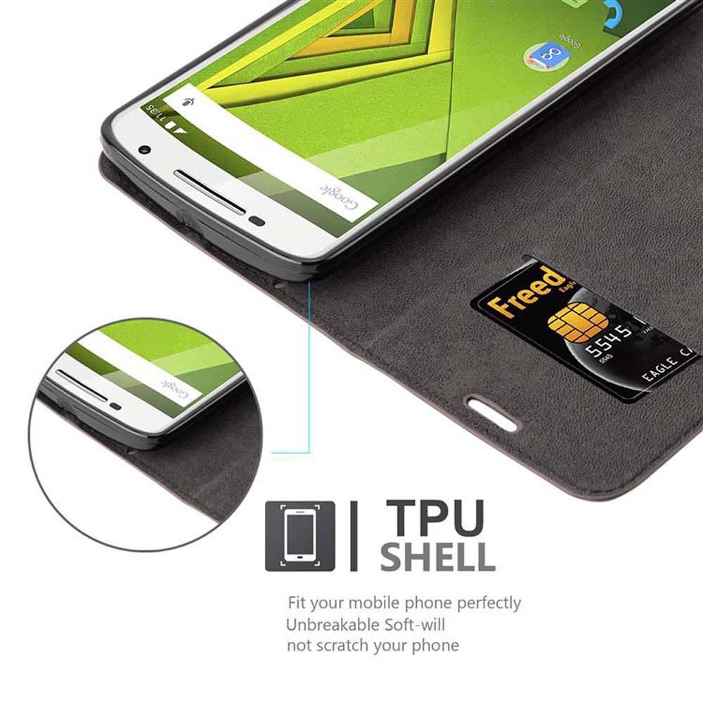 Cadorabo Hülle für Motorola MOTO X PLAY Schutz Hülle in Braun Handyhülle Etui Case Cover Magnetverschluss