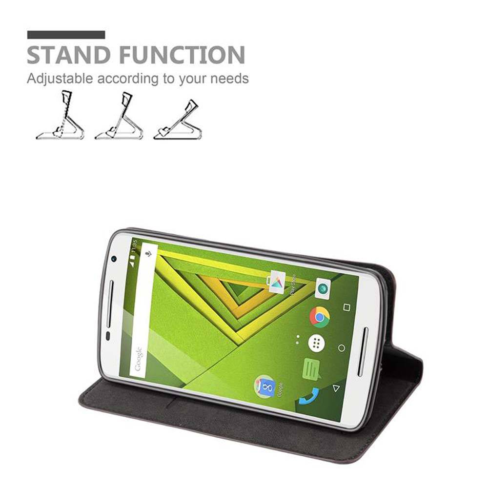 Cadorabo Hülle für Motorola MOTO X PLAY Schutz Hülle in Braun Handyhülle Etui Case Cover Magnetverschluss