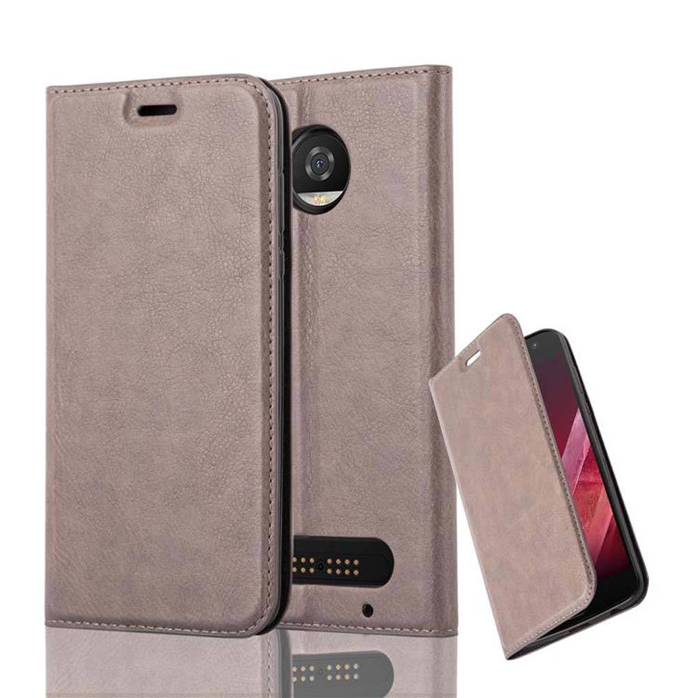 Cadorabo Hülle für Motorola MOTO Z2 PLAY / Z2 FORCE Schutz Hülle in Braun Handyhülle Etui Case Cover Magnetverschluss