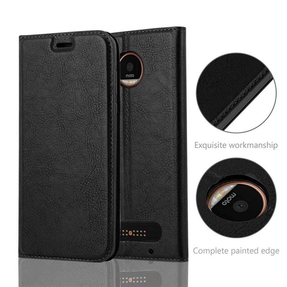 Cadorabo Hülle für Motorola MOTO Z2 Schutz Hülle in Schwarz Handyhülle Etui Case Cover Magnetverschluss