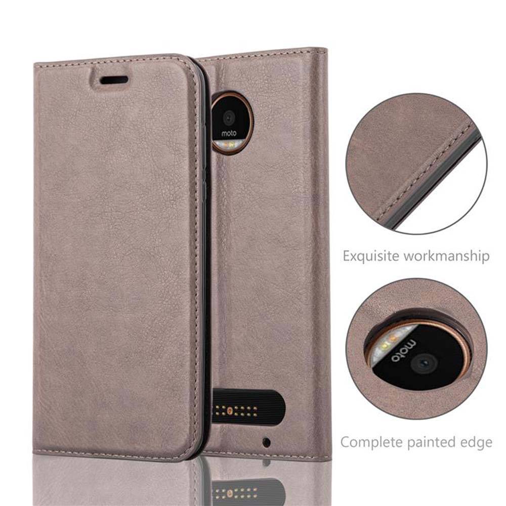 Cadorabo Hülle für Motorola MOTO Z2 Schutz Hülle in Braun Handyhülle Etui Case Cover Magnetverschluss