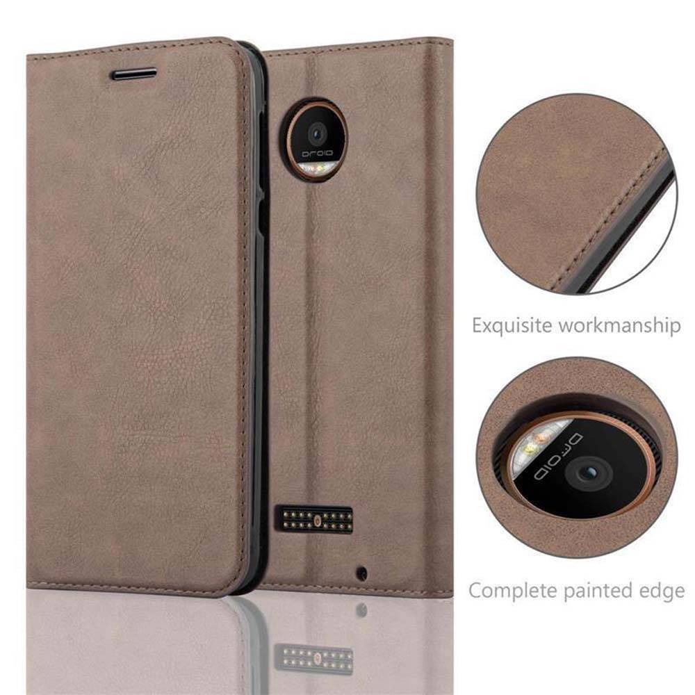 Cadorabo Hülle für Motorola MOTO Z FORCE Schutz Hülle in Braun Handyhülle Etui Case Cover Magnetverschluss
