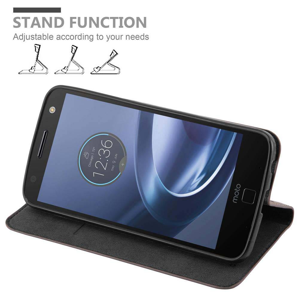 Cadorabo Hülle für Motorola MOTO Z FORCE Schutz Hülle in Braun Handyhülle Etui Case Cover Magnetverschluss