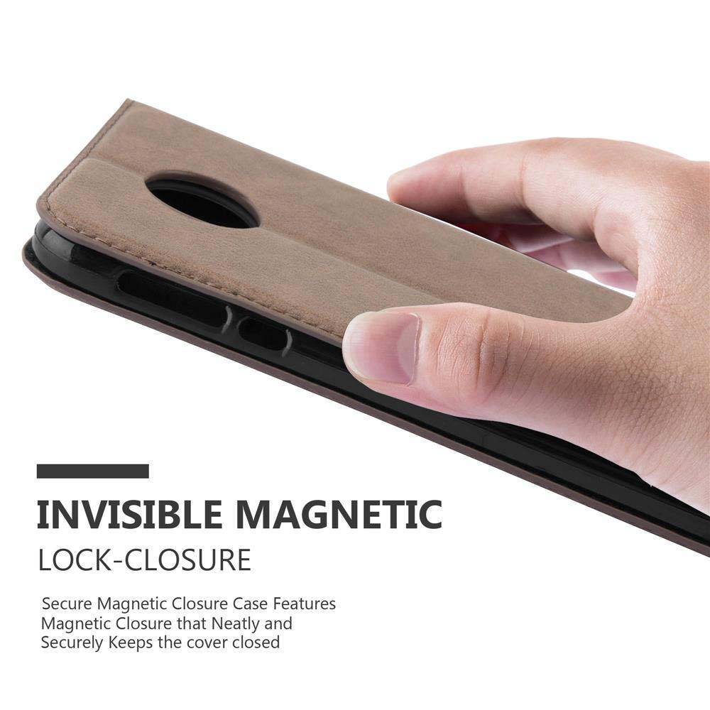Cadorabo Hülle für Motorola MOTO Z FORCE Schutz Hülle in Braun Handyhülle Etui Case Cover Magnetverschluss
