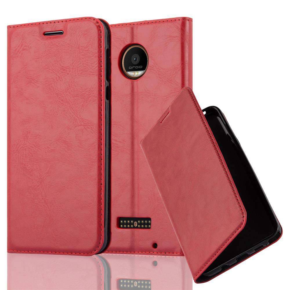 Cadorabo Hülle für Motorola MOTO Z FORCE Schutz Hülle in Rot Handyhülle Etui Case Cover Magnetverschluss