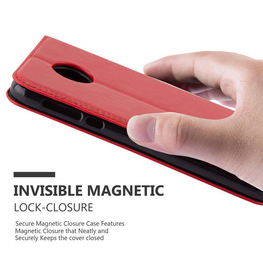 Cadorabo Hülle für Motorola MOTO Z FORCE Schutz Hülle in Rot Handyhülle Etui Case Cover Magnetverschluss