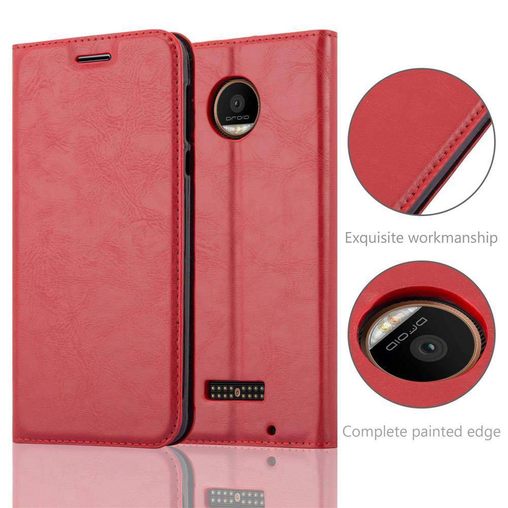 Cadorabo Hülle für Motorola MOTO Z FORCE Schutz Hülle in Rot Handyhülle Etui Case Cover Magnetverschluss