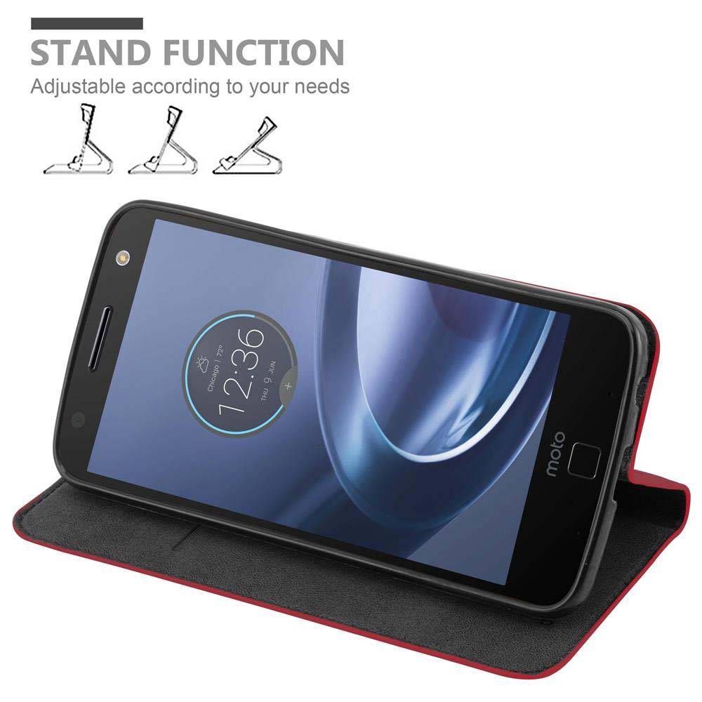 Cadorabo Hülle für Motorola MOTO Z FORCE Schutz Hülle in Rot Handyhülle Etui Case Cover Magnetverschluss