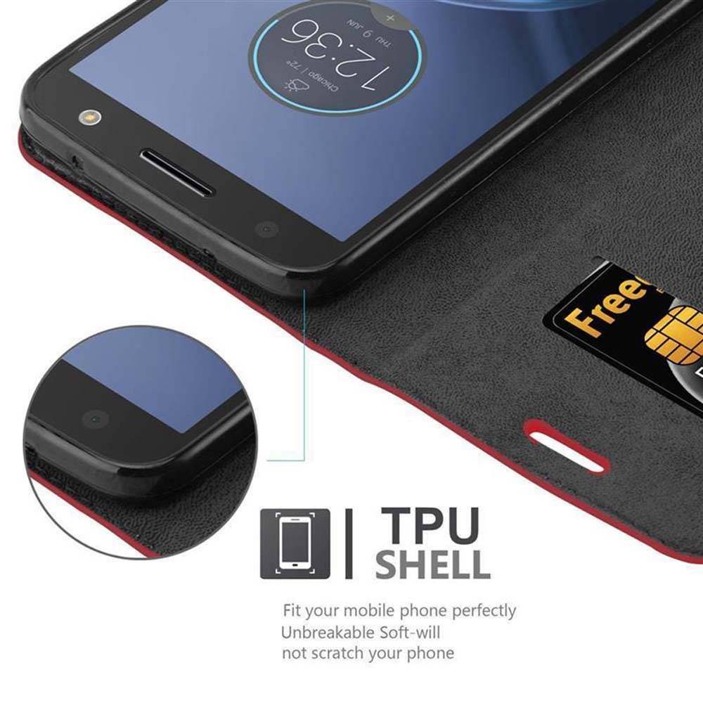 Cadorabo Hülle für Motorola MOTO Z FORCE Schutz Hülle in Rot Handyhülle Etui Case Cover Magnetverschluss