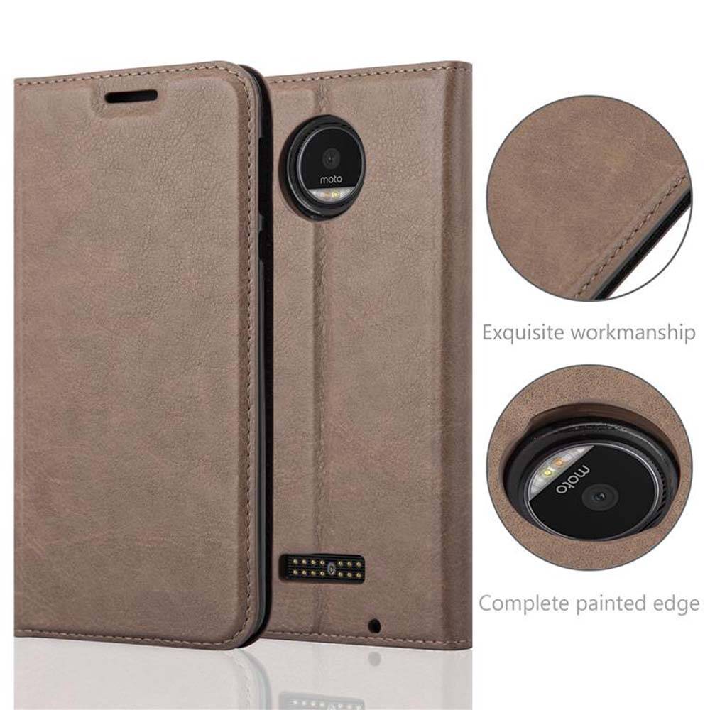 Cadorabo Hülle für Motorola MOTO Z Schutz Hülle in Braun Handyhülle Etui Case Cover Magnetverschluss