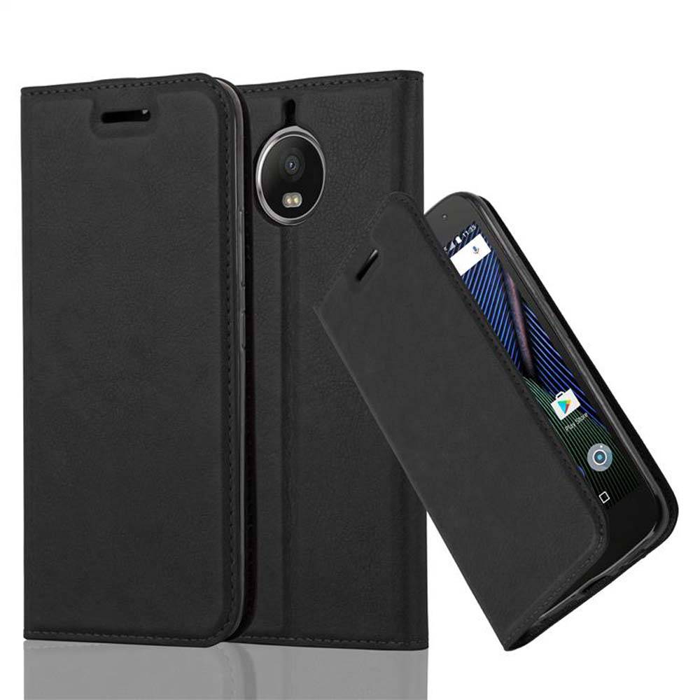 Cadorabo Hülle für Motorola MOTO G5S PLUS Schutz Hülle in Schwarz Handyhülle Etui Case Cover Magnetverschluss