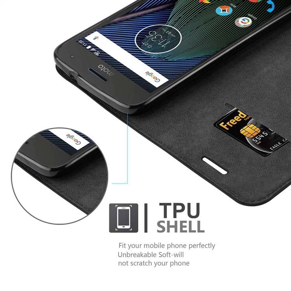 Cadorabo Hülle für Motorola MOTO G5S PLUS Schutz Hülle in Schwarz Handyhülle Etui Case Cover Magnetverschluss