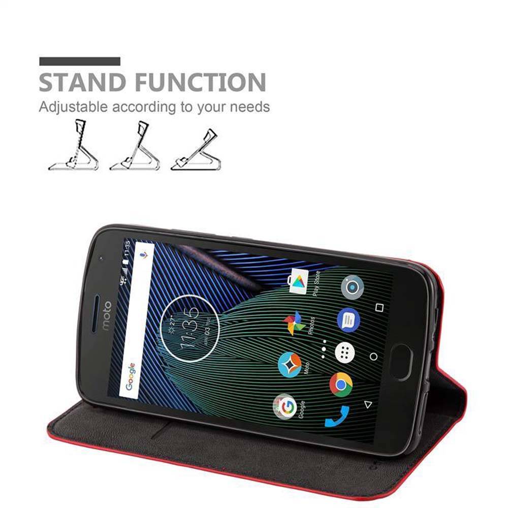Cadorabo Hülle für Motorola MOTO G5S PLUS Schutz Hülle in Schwarz Handyhülle Etui Case Cover Magnetverschluss
