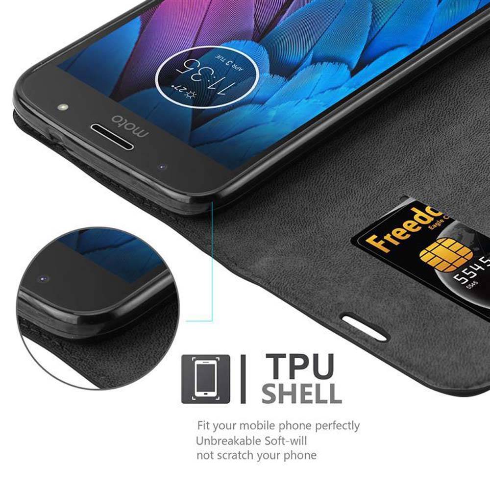 Cadorabo Hülle für Motorola MOTO G5S Schutz Hülle in Schwarz Handyhülle Etui Case Cover Magnetverschluss