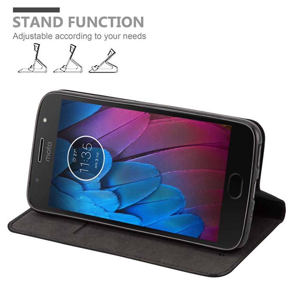 Cadorabo Hülle für Motorola MOTO G5S Schutz Hülle in Schwarz Handyhülle Etui Case Cover Magnetverschluss