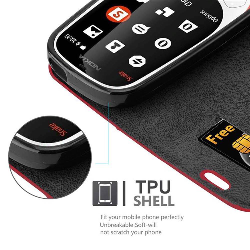 Cadorabo Hülle für Nokia 3310 2G Schutz Hülle in Rot Handyhülle Etui Case Cover Magnetverschluss