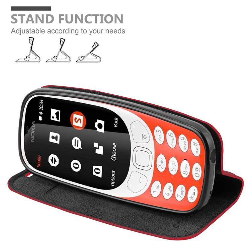 Cadorabo Hülle für Nokia 3310 2G Schutz Hülle in Rot Handyhülle Etui Case Cover Magnetverschluss