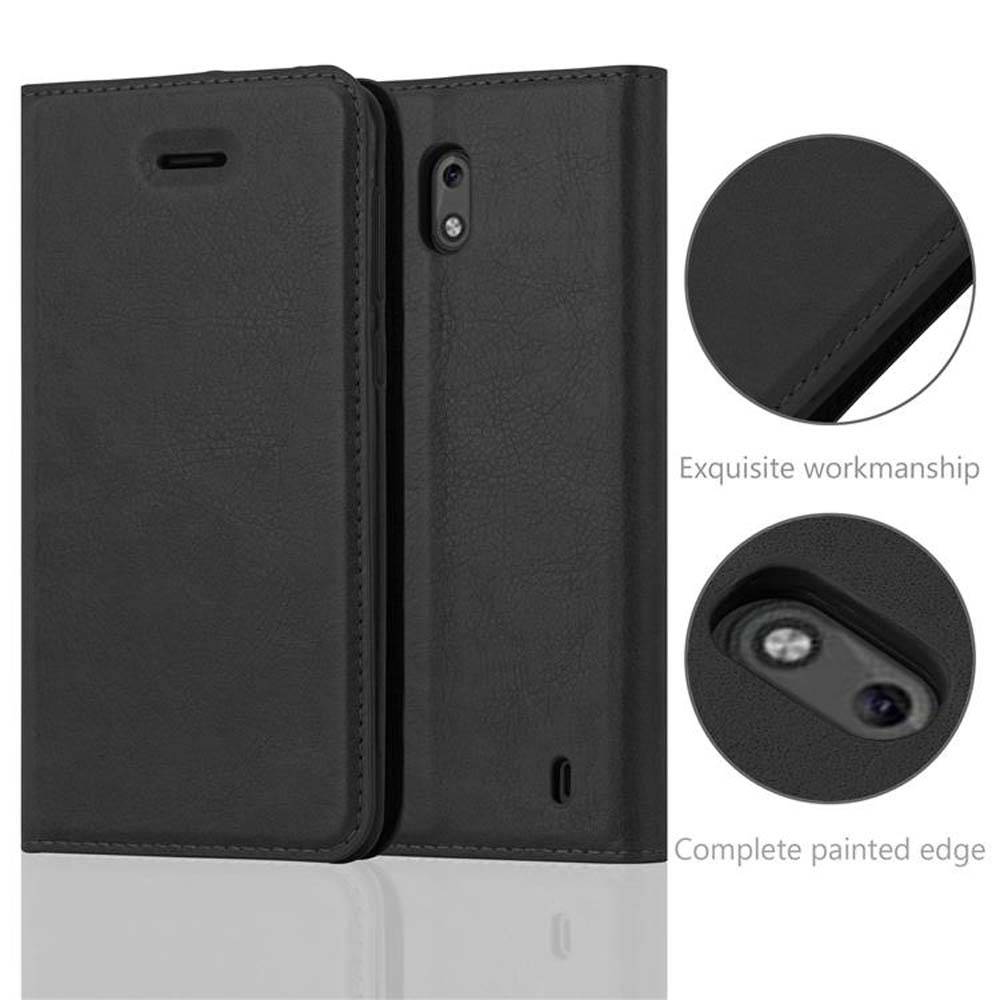 Cadorabo Hülle für Nokia 2 2017 Schutz Hülle in Schwarz Handyhülle Etui Case Cover Magnetverschluss