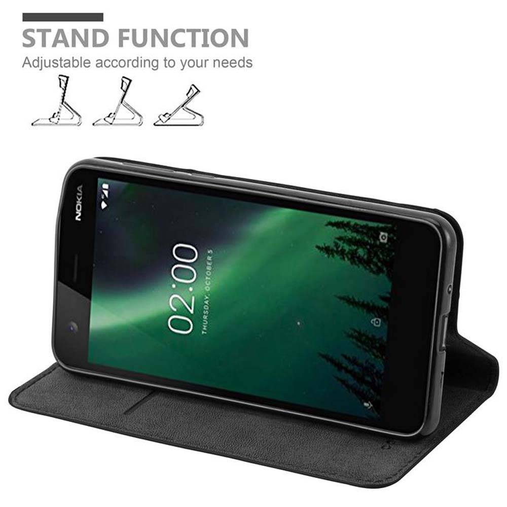 Cadorabo Hülle für Nokia 2 2017 Schutz Hülle in Schwarz Handyhülle Etui Case Cover Magnetverschluss