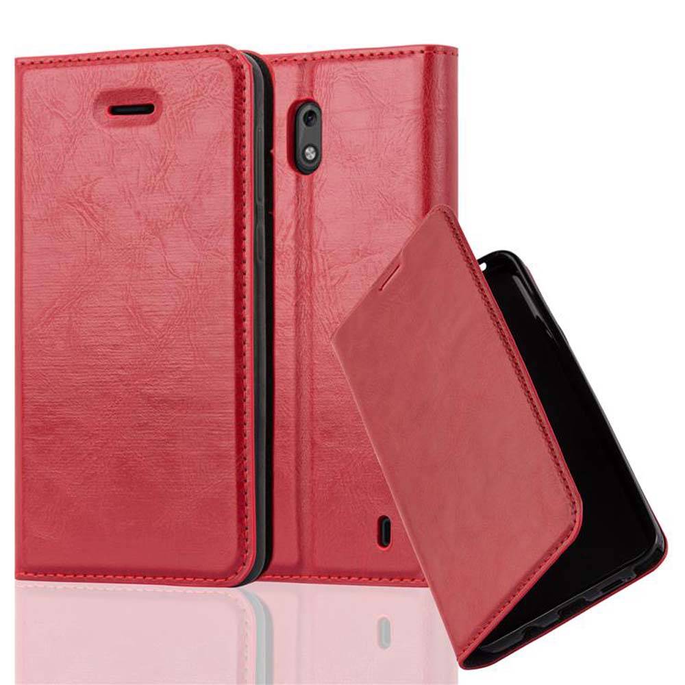 Cadorabo Hülle für Nokia 2 2017 Schutz Hülle in Rot Handyhülle Etui Case Cover Magnetverschluss