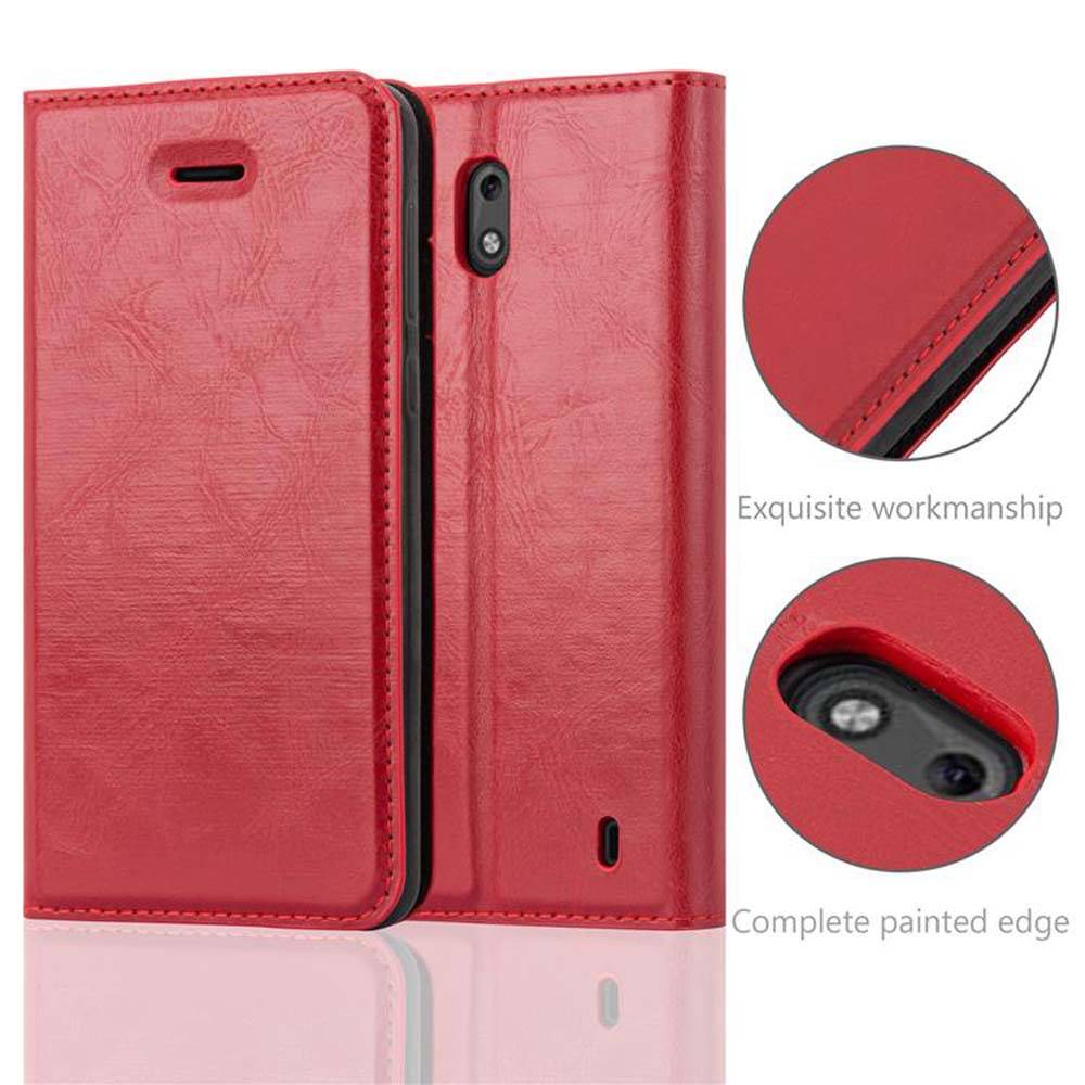 Cadorabo Hülle für Nokia 2 2017 Schutz Hülle in Rot Handyhülle Etui Case Cover Magnetverschluss