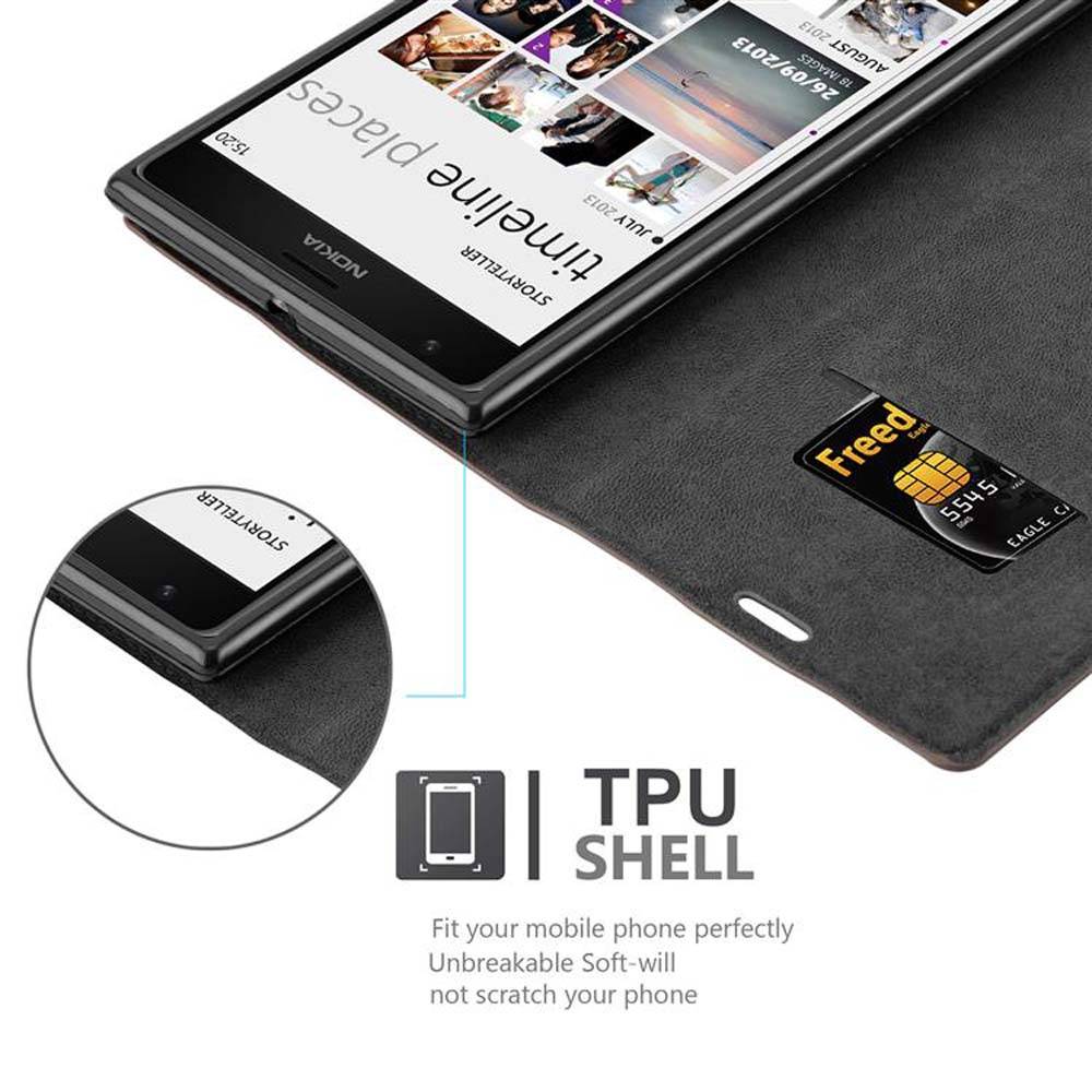 Cadorabo Hülle für Nokia Lumia 1520 Schutz Hülle in Braun Handyhülle Etui Case Cover Magnetverschluss