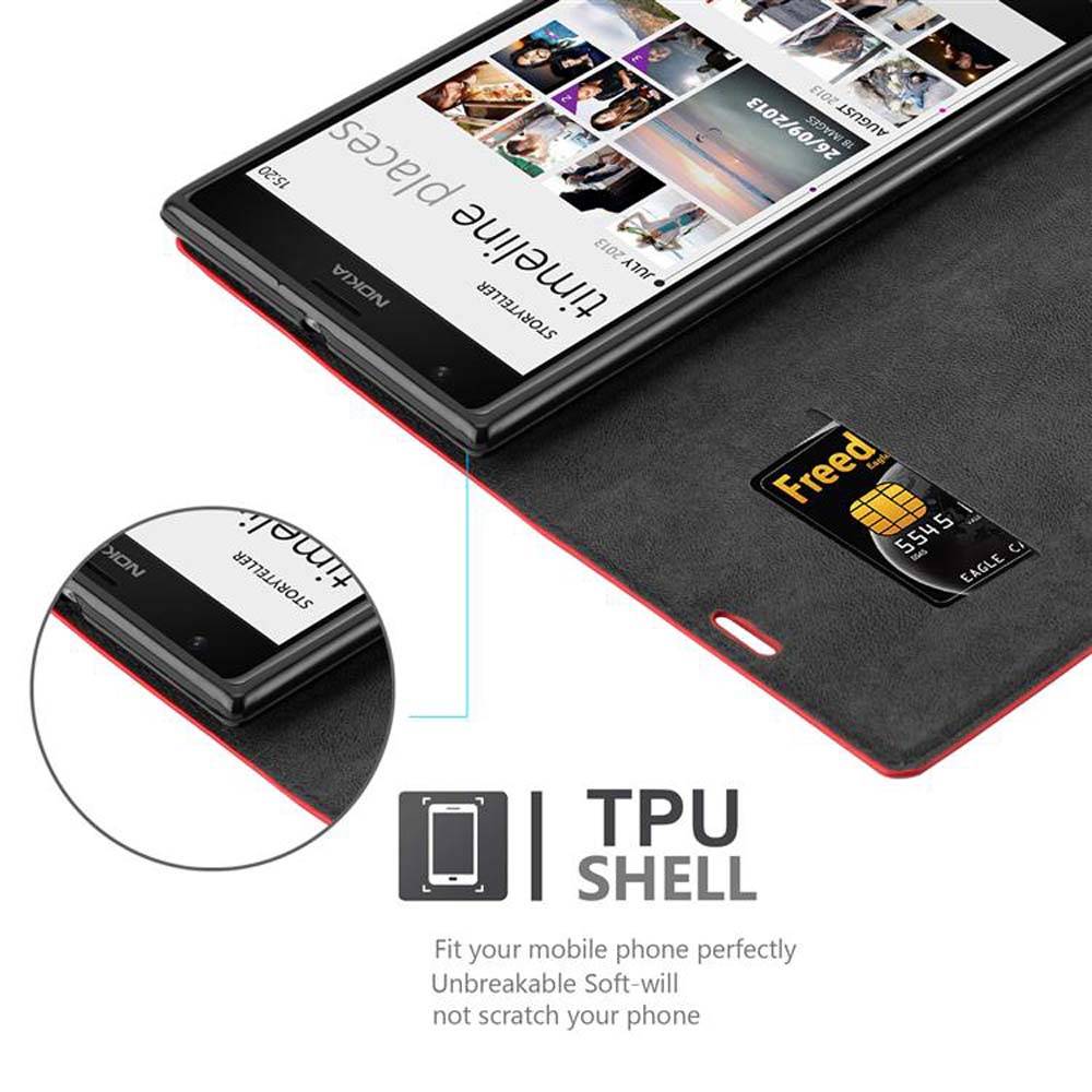 Cadorabo Hülle für Nokia Lumia 1520 Schutz Hülle in Rot Handyhülle Etui Case Cover Magnetverschluss