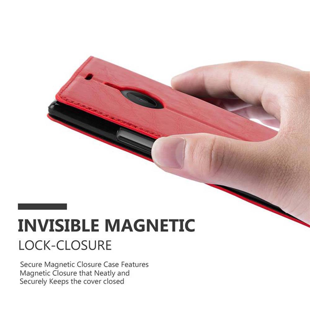 Cadorabo Hülle für Nokia Lumia 1520 Schutz Hülle in Rot Handyhülle Etui Case Cover Magnetverschluss