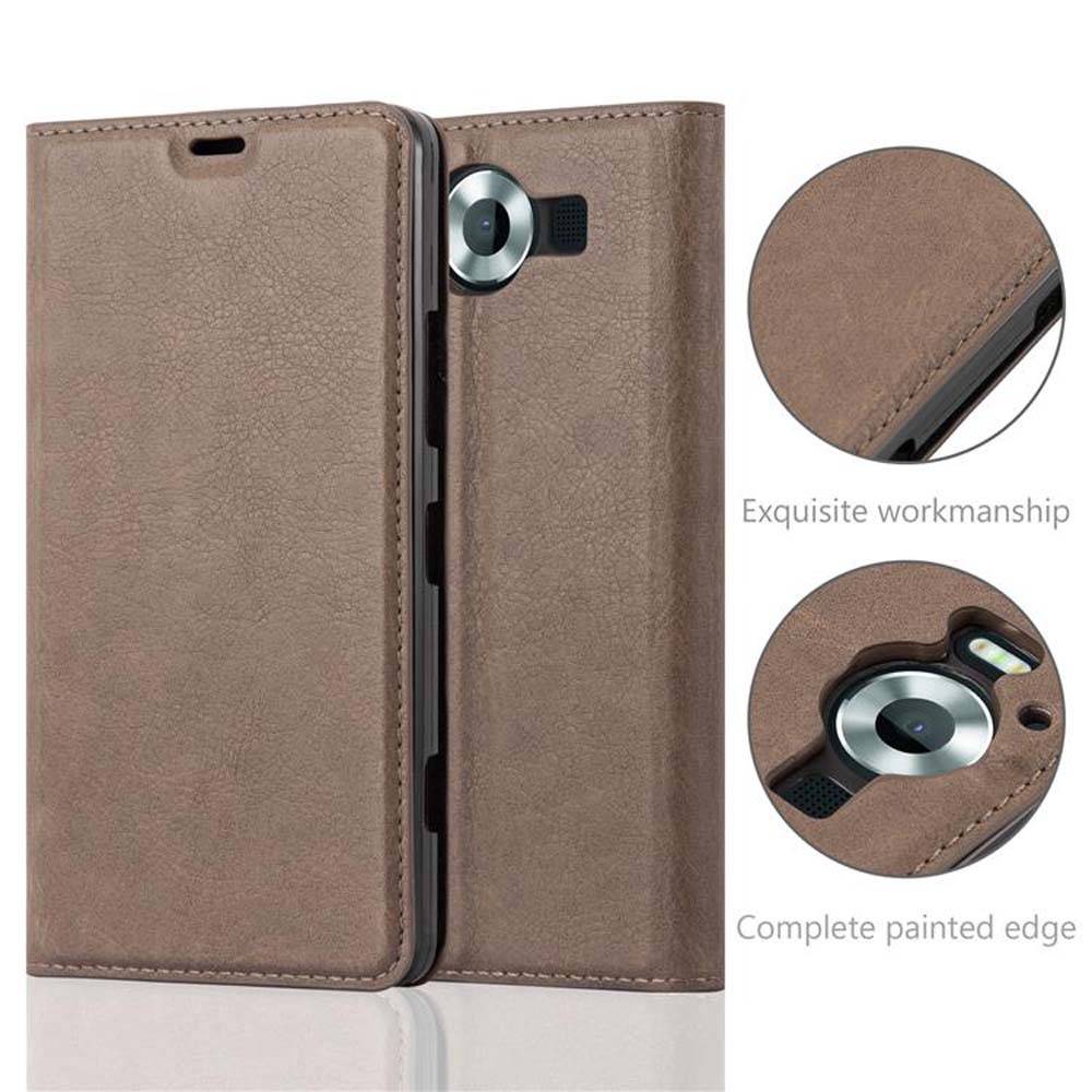 Cadorabo Hülle für Nokia Lumia 950 Schutz Hülle in Braun Handyhülle Etui Case Cover Magnetverschluss