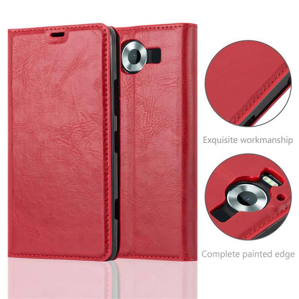 Cadorabo Hülle für Nokia Lumia 950 Schutz Hülle in Rot Handyhülle Etui Case Cover Magnetverschluss