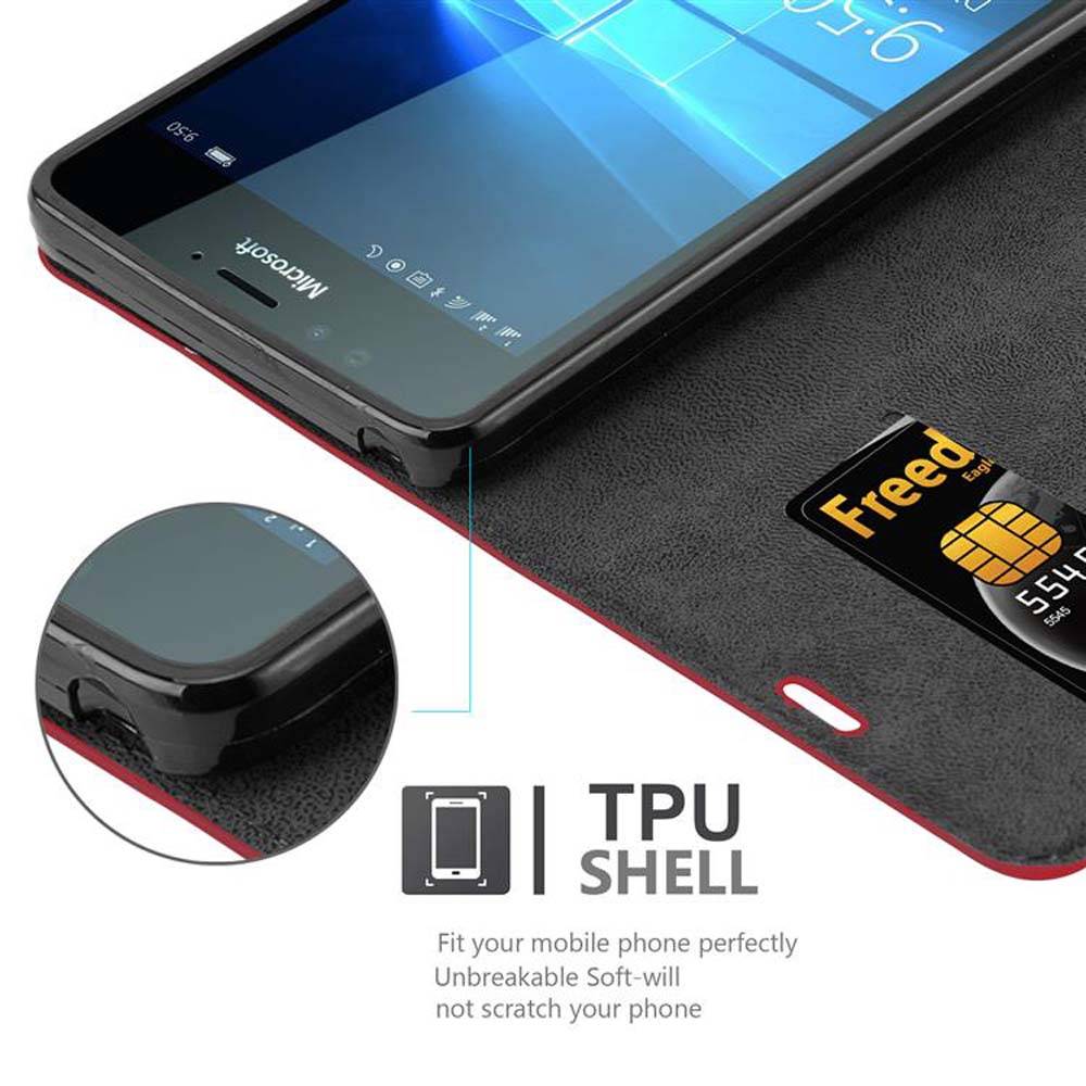 Cadorabo Hülle für Nokia Lumia 950 Schutz Hülle in Rot Handyhülle Etui Case Cover Magnetverschluss