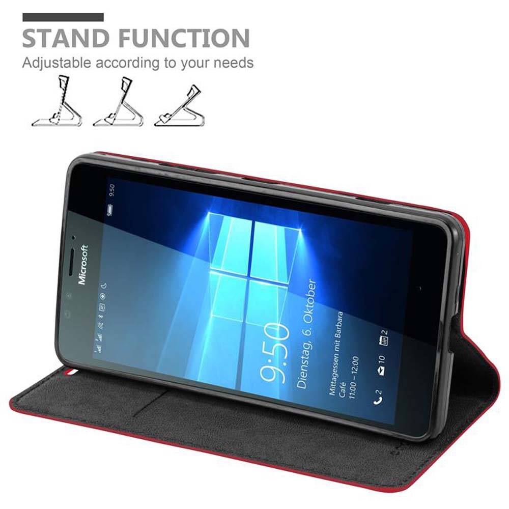 Cadorabo Hülle für Nokia Lumia 950 Schutz Hülle in Rot Handyhülle Etui Case Cover Magnetverschluss