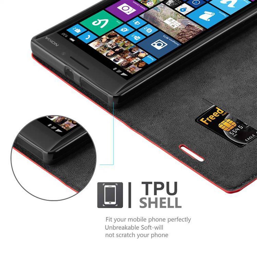 Cadorabo Hülle für Nokia Lumia 929 / 930 Schutz Hülle in Rot Handyhülle Etui Case Cover Magnetverschluss