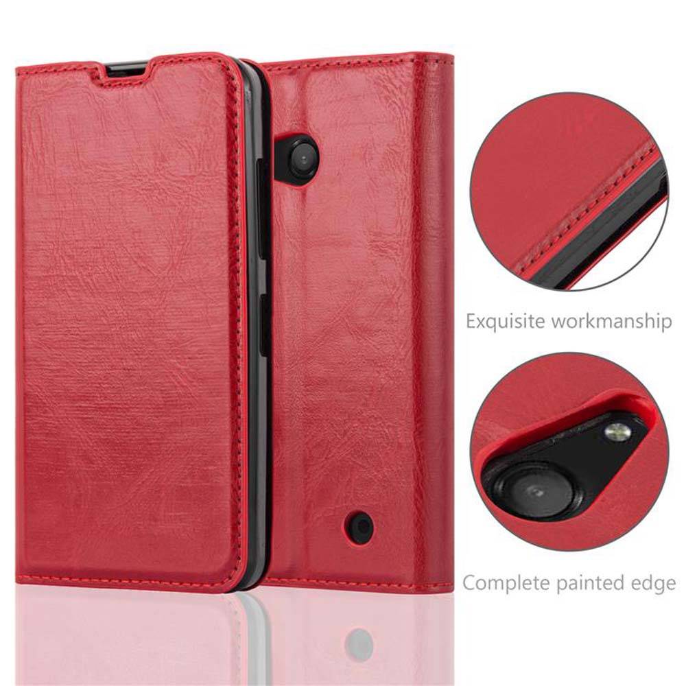 Cadorabo Hülle für Nokia Lumia 550 Schutz Hülle in Rot Handyhülle Etui Case Cover Magnetverschluss