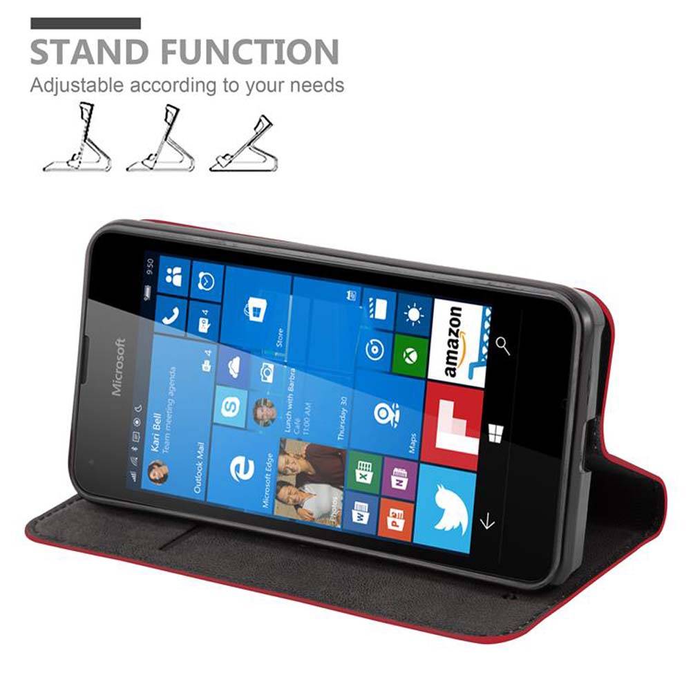 Cadorabo Hülle für Nokia Lumia 550 Schutz Hülle in Rot Handyhülle Etui Case Cover Magnetverschluss
