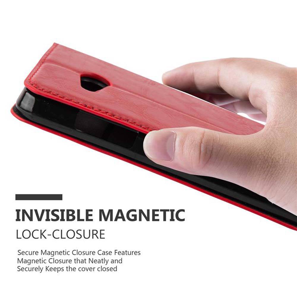 Cadorabo Hülle für Nokia Lumia 550 Schutz Hülle in Rot Handyhülle Etui Case Cover Magnetverschluss