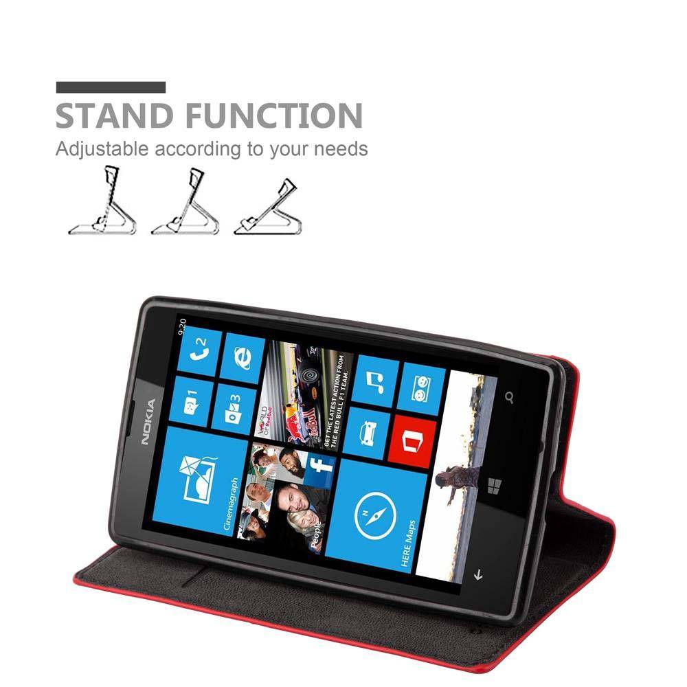Cadorabo Hülle für Nokia Lumia 520 / 521 Schutz Hülle in Rot Handyhülle Etui Case Cover Magnetverschluss