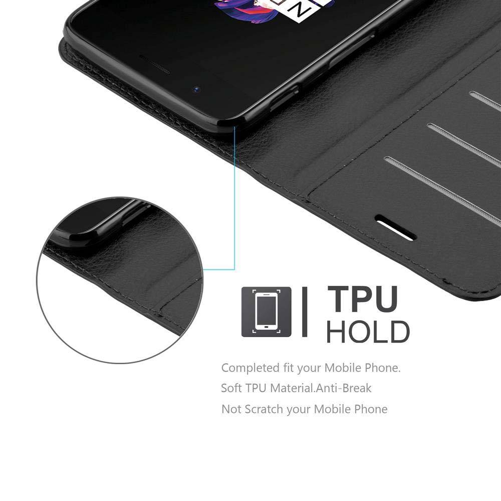 Cadorabo Hülle für OnePlus 5 Schutz Hülle in Schwarz Handyhülle Etui Case Cover Magnetverschluss