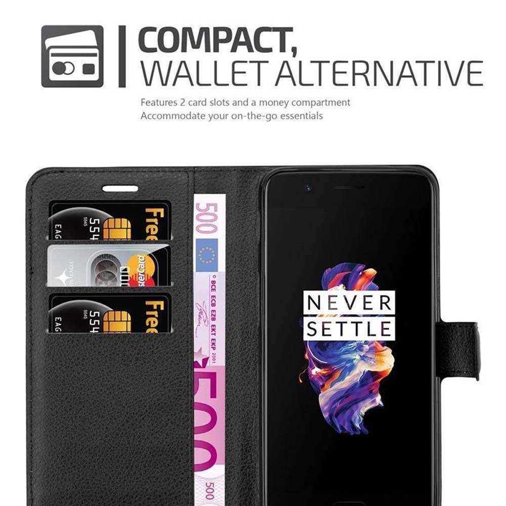 Cadorabo Hülle für OnePlus 5 Schutz Hülle in Schwarz Handyhülle Etui Case Cover Magnetverschluss